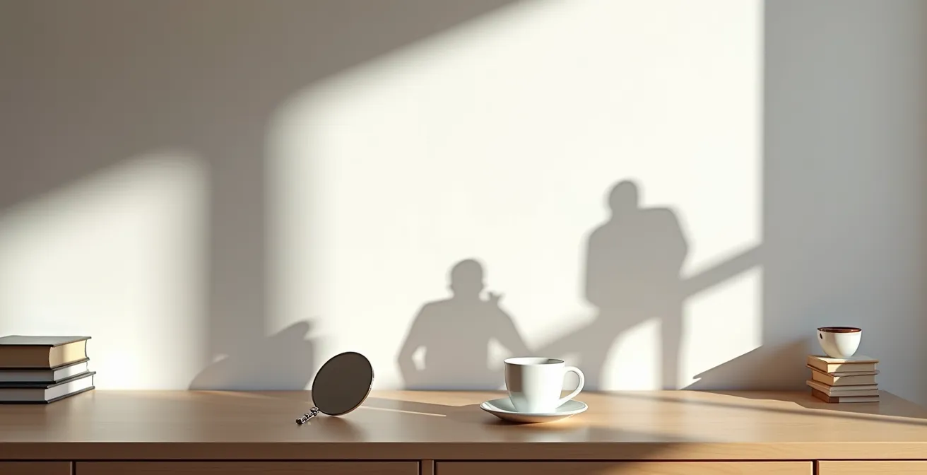 Symbolische Darstellung der vier Beziehungskiller durch abstrakte Schatten