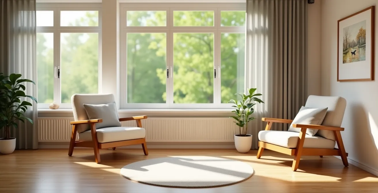 Therapeutische Gesprächssituation in warmem, einladendem Raum