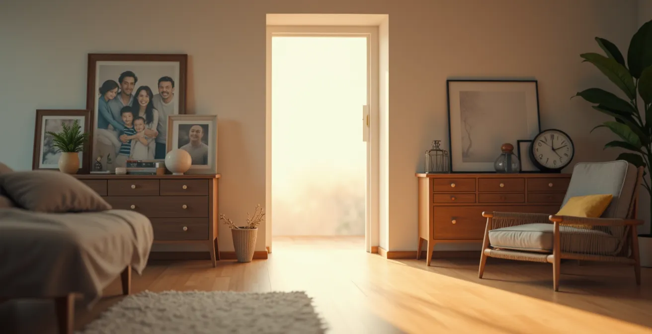 Beratungssituation mit Familie in warmem, professionellem Umfeld