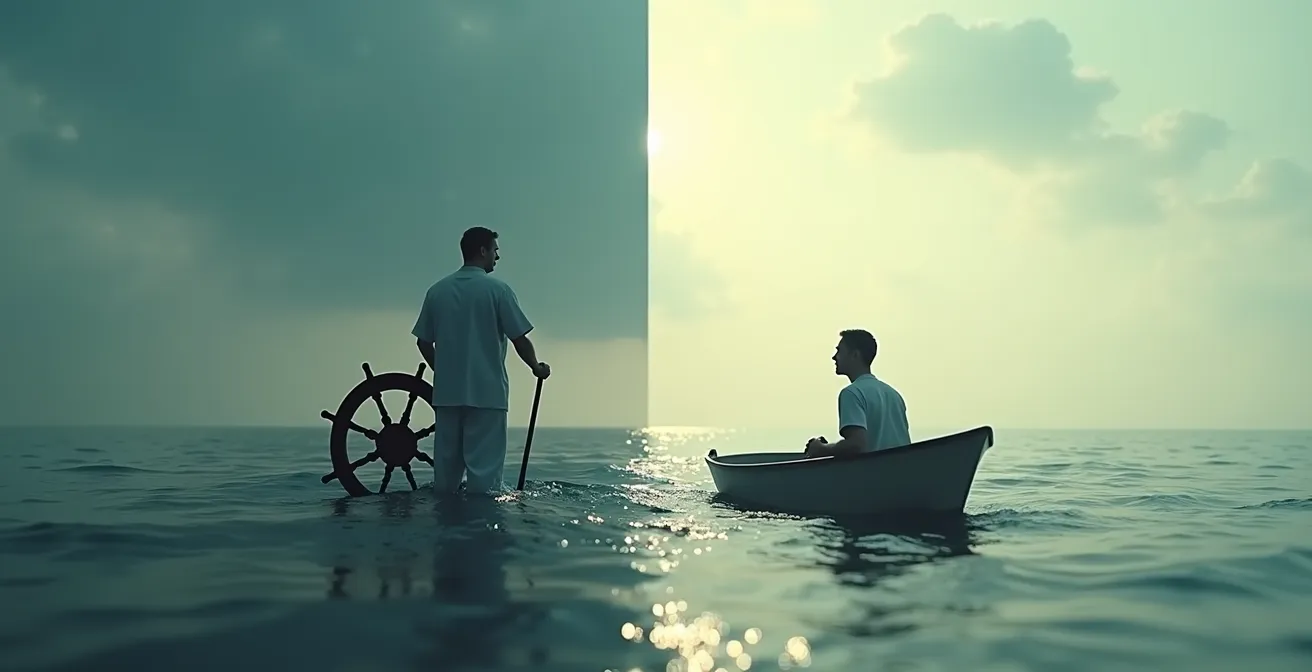 Visuelle Darstellung der internen versus externen Kontrollüberzeugung in der Patientenrolle