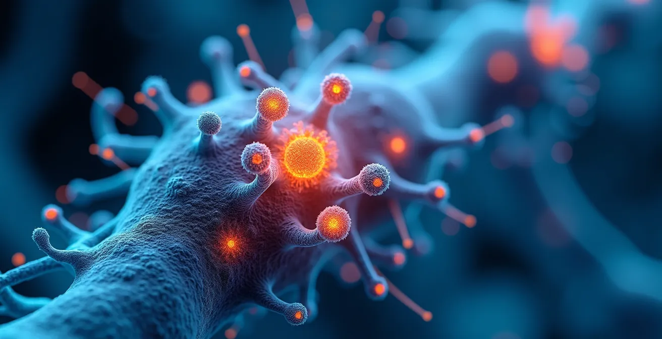 Mikroskopische Darstellung von Entzündungsprozessen im Gehirn bei Depression