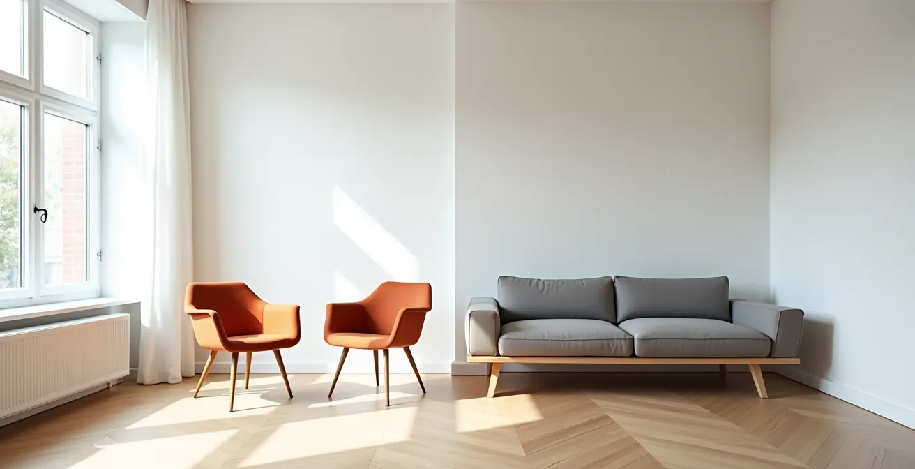 Vergleich der Sitzpositionen in tiefenpsychologischer Therapie (gegenübersitzend) und Psychoanalyse (liegend auf der Couch).