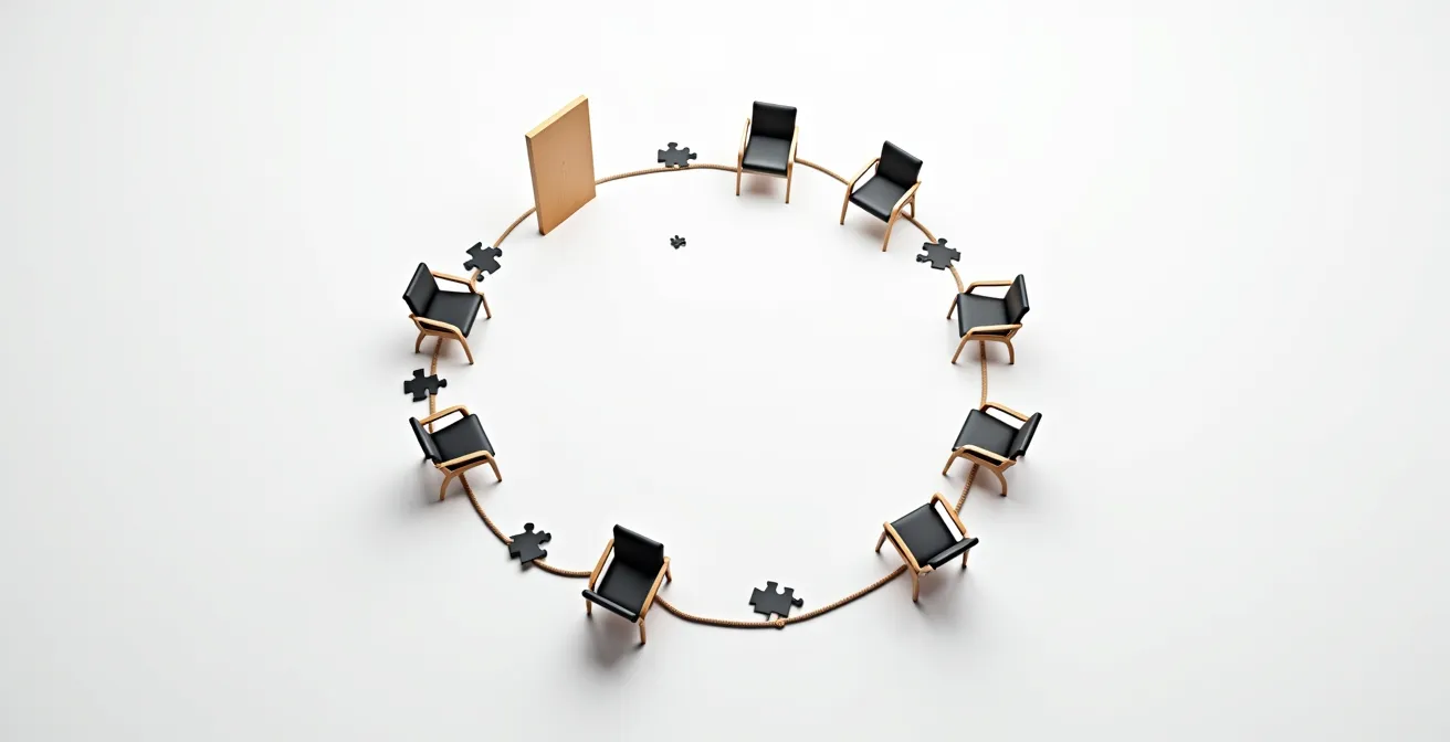 Kreisförmige Visualisierung eines Paarkonflikts mit sich verstärkenden Reaktionsmustern