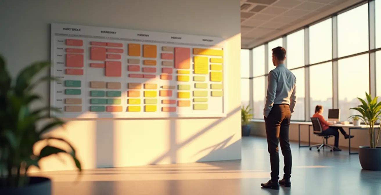 Visualisierung der Time-Blocking-Methode mit strukturierten Zeitblöcken und Pufferzonen