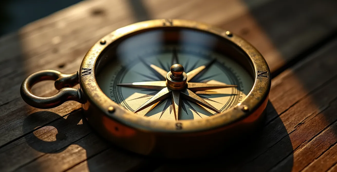 Visueller Kompass der zwischen eigenen Werten und fremden Erwartungen unterscheidet